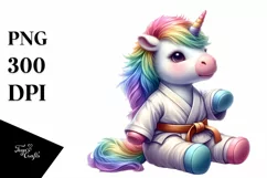 Baby Unicorn Karate Master, Vibrant PNG Product Image 3