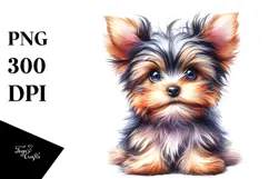 Happy Yorkshire Terrier, Watercolor PNG Product Image 1