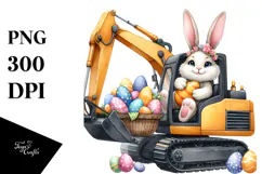 Funny Bunny with Excavator PNG Product Image 1