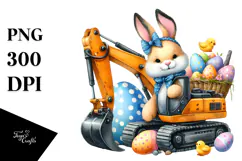 Funny Bunny with Excavator PNG Product Image 1