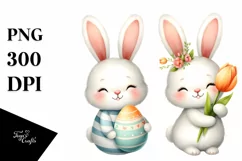 Easter Bunnies Egg Flower, Clipart |T-shirt, Mug PNG Product Image 8