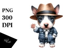 Watercolor Baby Bull Terrier Clipart Product Image 3