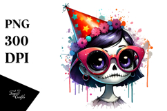 Graceful Ghoul Girl with Party Hat, High-Res PNG Product Image 1