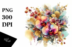 Colorful Bouquet with Gold Foil | Clipart Product Image 3