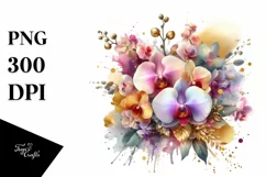 Colorful Bouquet with Gold Foil | Clipart Product Image 3