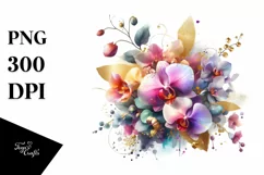 Colorful Bouquet with Gold Foil | Clipart Product Image 3