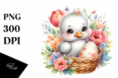 Colorful Swan in Egg Basket | Watercolor | Smiling Baby Product Image 1