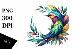 Abstract Bird with Plant Leaves PNG Product Image 3