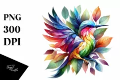 Abstract Bird with Plant Leaves PNG Product Image 1