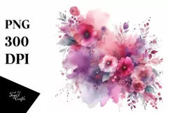 Colorful Magenta Watercolor Background with Stains Product Image 3