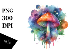 Magical Mushroom Watercolor Splash Clipart Product Image 1