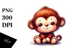 Vibrant Plush Monkey Watercolor | Sublimation | Clipart Product Image 1