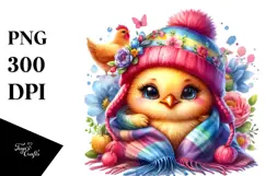 Smiling Baby Rooster with Blanket PNG Product Image 1