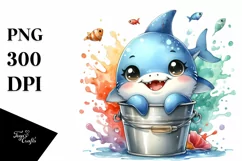 Colorful Shark in Bucket Splash | Clipart Product Image 1