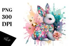 Colorful Bunny Made of Diamonds PNG Product Image 1