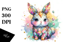 Colorful Bunny Made of Diamonds PNG Product Image 1