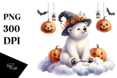 Polar Bear with Halloween Costume PNG Product Image 1