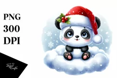 Simple Panda Baby with Santa Hat PNG Product Image 3