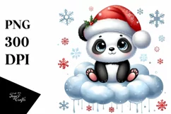 Simple Panda Baby with Santa Hat PNG Product Image 1