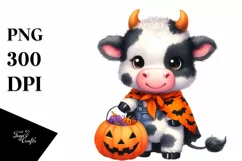 Cute Baby Cow Halloween Sublimation Clipart Product Image 1