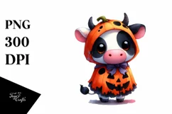 Cute Baby Cow Halloween Sublimation Clipart Product Image 3