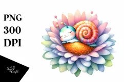 Cute Baby Snail Watercolor Clipart Product Image 1