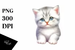 High-Res Watercolor Cat PNG Product Image 3