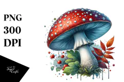 Glossy Mushroom Watercolor Splash PNG Product Image 1