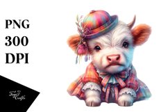 Colorful Baby Highland Cow in Polka Dancer&#039;s Costume, PNG Product Image 1