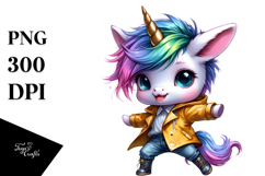 Cute Baby Unicorn Drawing, Vibrant PNG Product Image 1