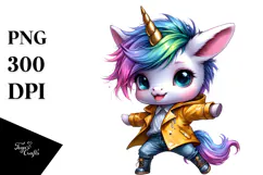 Cute Baby Unicorn Drawing, Vibrant PNG Product Image 1