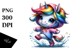Cute Baby Unicorn Drawing, Vibrant PNG Product Image 1