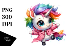 Cute Baby Unicorn Drawing, Vibrant PNG Product Image 1