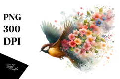 Dusty Bird Watercolor Painting PNG Product Image 1