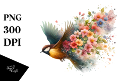 Bird with Spring Flowers PNG Product Image 1