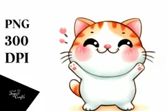 Funny Cute Cat Watercolor Clipart Product Image 1
