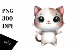 Funny Cute Cat Watercolor Clipart Product Image 3