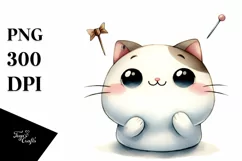 Funny Cute Cat Watercolor Clipart Product Image 1