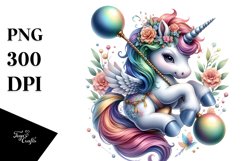 Baby Unicorn with Swing Club, Vibrant PNG Product Image 3