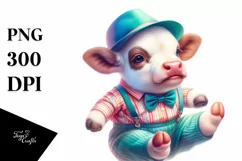 Baby Cow with Swing Dancer's Outfit PNG Product Image 3
