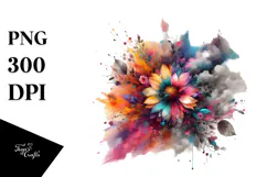 Cute Skull Half of Splashes PNG Product Image 1