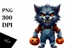 Funny Werewolf Halloween Clipart PNG Product Image 3
