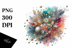 Colorful Watercolor Splash with Silver Foil | Sublimation Product Image 3