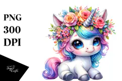 Playful Baby Unicorn PNG Product Image 1