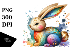 Colorful Bunny Made of Wood PNG Product Image 1