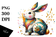 Colorful Bunny Made of Wood PNG Product Image 1
