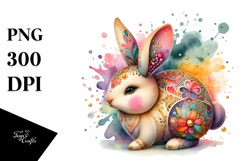 Colorful Bunny Made of Wood PNG Product Image 1
