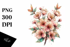 Pastel Stained Cherry Blossom, Transparent PNG Product Image 1