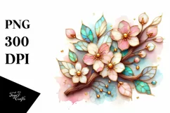 Pastel Stained Cherry Blossom, Transparent PNG Product Image 3