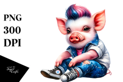 Cute Pig with Cool Haircut PNG Product Image 1